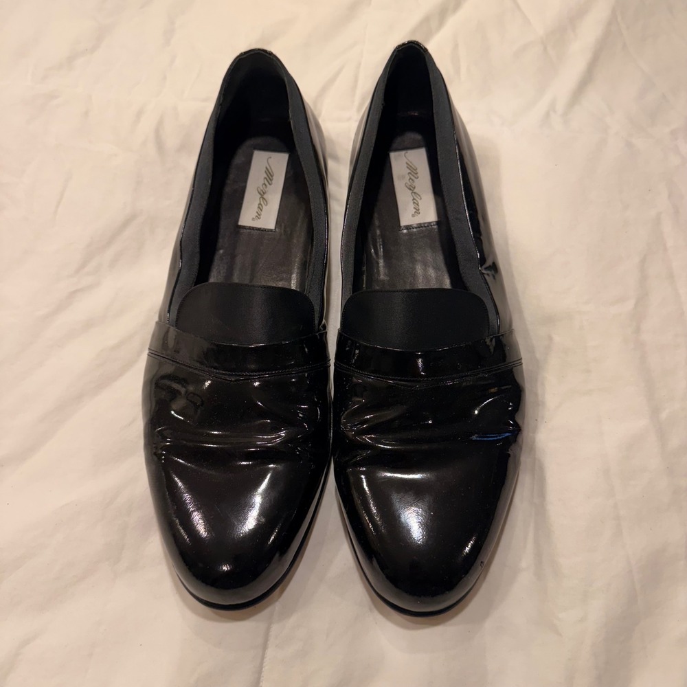Mezlan Mirage Mens Black Patent Leather Loafers Tuxedo Shoes Size 15 M Spain